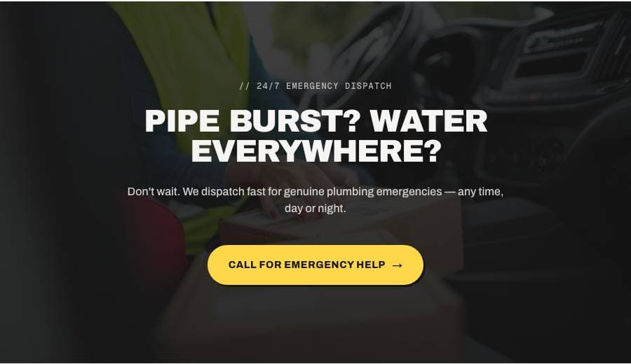 Emergency CTA — real render from a generated site