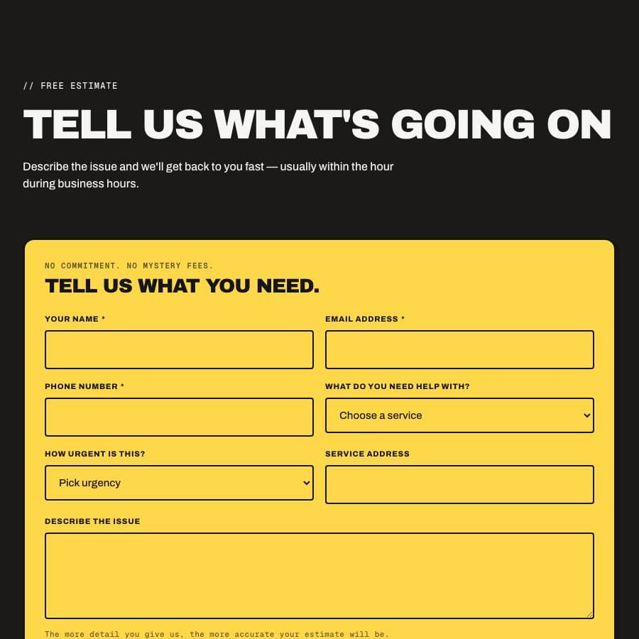 Quote form — real render from a generated site