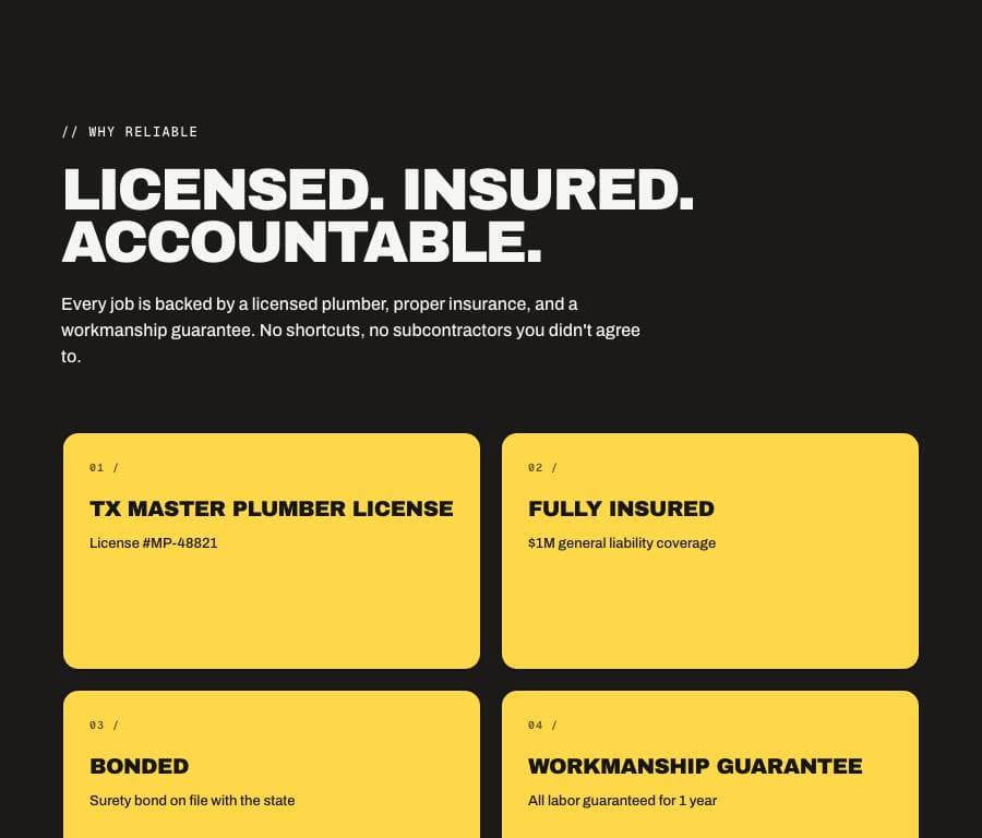 Trust badges — real render from a generated site