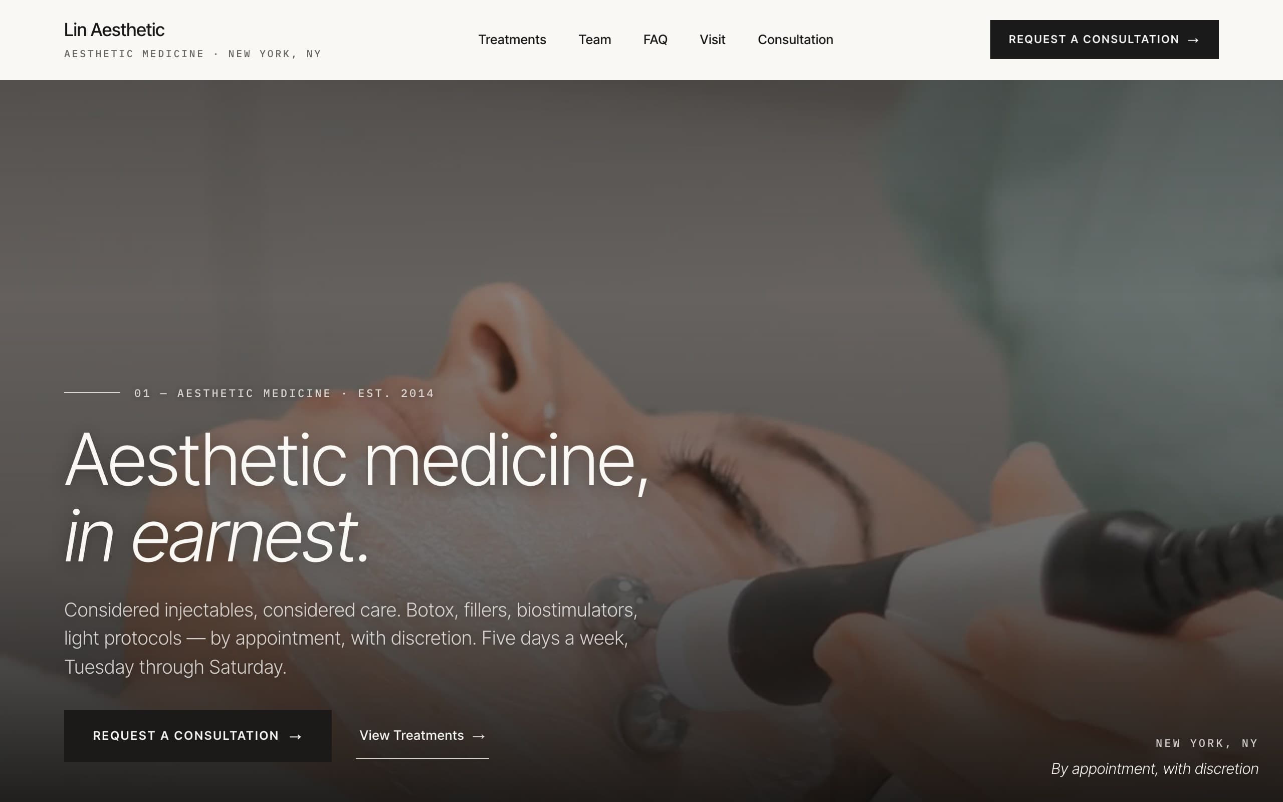 Lin Aesthetic — a real Medspa site generated by SitegenOS