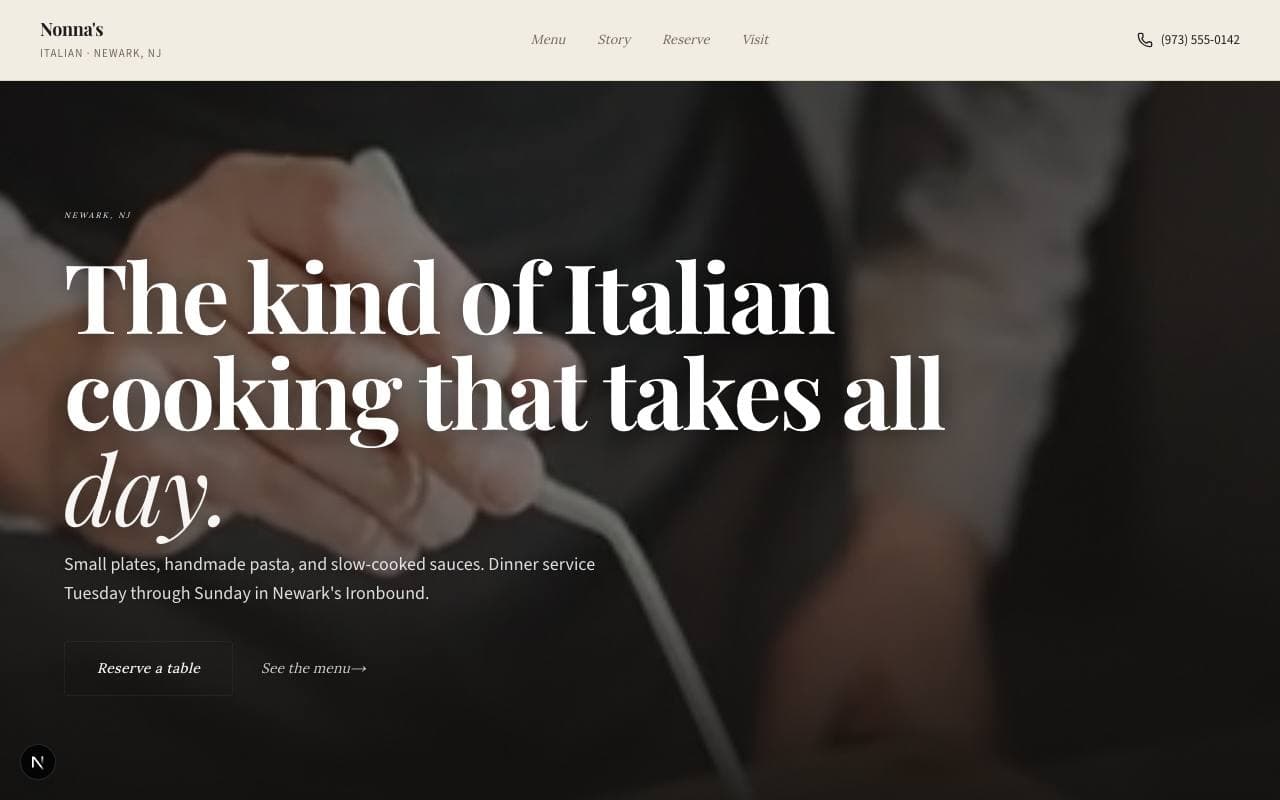 Nonna's — a real Restaurant & Cafe site generated by SitegenOS